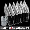 SICKSPEED 24 PC BLACK/POLISHED SPIKED ALUMINUM 60MM LOCKING LUG NUTS 12X1.25 L13