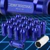 20pcs M12x1.5 Anodized 50mm Tuner Wheel Rim Locking Acorn Lug Nuts+Key Blue