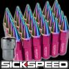 SICKSPEED 24 PC PINK/NEO CHROME SPIKED ALUMINUM LOCKING LUG NUTS 12X1.25 L13