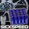 20 BLUE/PURPLE CAPPED ALUMINUM EXTENDED 60MM LOCKING LUG NUTS WHEELS 12X1.5 L17