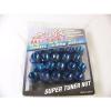 MUTEKI BLUE OPEN END 20PCS 12X1.25 WHEEL RIM SPLINE TUNER ACORN LOCK LUG NUTS