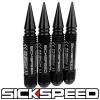 SICKSPEED 4 PC BLACK 5 1/2&#034; LONG SPIKED STEEL LOCKING LUG NUTS 12X1.5 L02