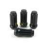 24pc 14x1.5&#034; Spline Black Lug Nuts w/ Key | Cone Seat | Long Closed End Locking