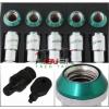 M12 X 1.5 CHROME GREEN LOCK KEY JDM RACING TUNER CNC LUG NUTS 20PC EXTENED SET