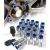 20 Pcs M14 X 1.5 Chrome Wheel Lug Nut Bolts W/ Blue Lock Caps+Key+Socket For VW