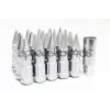 Z RACING FLAT SILVER SPIKE LUG NUTS 12X1.5MM STEEL OPEN EXTENDED KEY TUNER