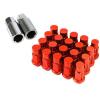 Type-4 50mm Wheel Rim Closed End Lug Nuts 20 PCS Set M12 X 1.5 RED w/ LOCK