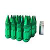 Z RACING GREEN SPIKE LUG NUTS 12X1.5MM STEEL OPEN EXTENDED KEY TUNER