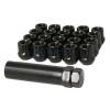 20pc 12x1.25 Spline Lug Nuts w/ Locking Key | Cone Seat | Short Open End | Black