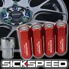 SICKSPEED 4 PC RED/POLISHED CAPS ALUMINUM LOCKING LUG NUTS WHEEL 12X1.5 L20