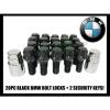 20 BLACK BMW LUG BOLT LOCKS + 2 KEYS 12x1.5 | FITS MOST E36 E46 F10 F30 F20 M3