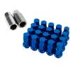 Type-4 50mm Wheel Rim Closed End Lug Nuts 20 PCS Set M12 X 1.5 BLUE w/ LOCK