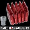 SICKSPEED 20 PC RED SPIKED ALUMINUM 60MM LOCKING LUG NUTS FOR WHEELS 12X1.25 L12