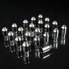 NRG ANODIZED ALUMINUM OPEN END TUNER LUG NUTS LOCK M12x1.5 BLACK CHROME 20PC+KEY