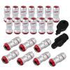 M12 X 1.5Mm 20 Piece Open Close Dust Lock Lug Nuts Bolts+ Key Lock Chrome/Red