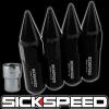 4 BLACK SPIKED ALUMINUM EXTENDED TUNER LOCKING 60MM LUG NUTS WHEELS 12X1.5 L02