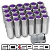 SICKSPEED 24 PC POLISHED/PURPLE CAPPED EXTENDED 60MM LOCKING LUG NUTS 1/2x20 L23