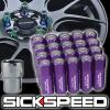 SICKSPEED 20 PC PURPLE/POLISHED CAPPED EXTENDED 60MM LOCKING LUG NUTS 14X1.5 L19