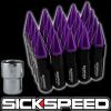 SICKSPEED 20 PC BLACK/PURPLE SPIKED ALUMINUM 60MM LOCKING LUG NUTS 12X1.25 L12