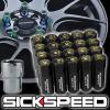 20 BLACK/24K GOLD CAPPED ALUMINUM 60MM EXTENDED LOCKING LUG NUTS 12X1.5 L07