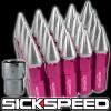 20 SPIKE 60MM EXTENDED TUNER LOCKING LUG NUTS LUGS WHEELS 12X1.5 PINK/POLISH L17