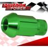 (20 PIECES) UNIVERSAL M12x1.25 ALUMINUM TUNER WHEEL LUG NUTS GREEN + LOCKING KEY