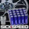 SICKSPEED 20 PC BLUE/POLISHED CAPS ALUMINUM 60MM LOCKING LUG NUTS 12X1.25 L12