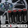 4 BLACK/RED CAPPED ALUMINUM EXTENDED 60MM LOCKING LUG NUTS WHEELS 12X1.5 L02