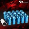 20X RACING RIM ACORN TUNER ALUMINUM WHEEL LOCK LUG NUTS + ADAPTER KEY LIGHT BLUE