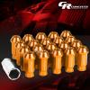 20X RACING RIM ACORN TUNER ALUMINUM WHEEL LOCK LUG NUTS + 1X ADAPTER KEY ORANGE