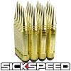 SICKSPEED 16 PC 24K GOLD 5 1/2&#034; LONG SPIKED STEEL LOCKING LUG NUTS 12X1.25 L11