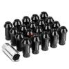 BLACK 50MM ALUMINUM WHEEL RIM LOCK ACORN TUNER LUG NUT+KEY IS250/GS460/RX350