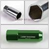 20 PCS M12 X 1.5 ALUMINUM ACORN TUNER LUG NUT/WHEEL LOCK+ADAPTER KEY GREEN