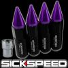 4 BLACK/PURPLE SPIKED ALUMINUM EXTENDED 60MMLOCKING LUG NUTS WHEEL 12X1.5 L02