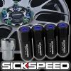 SICKSPEED 4 PC BLACK/BLUE CAPPED ALUMINUM LOCKING LUG NUTS WHEELS 12X1.25 L15