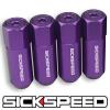 SICKSPEED 4 PC PURPLE CAPPED ALUMINUM EXTENDED TUNER LUG NUTS 1/2x20 L25