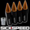 4 BLACK/ORANGE SPIKED ALUMINUM EXTENDED TUNER LOCKING 60MM LUG NUTS 12X1.5 L01