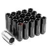 BLACK 60MM ALUMINUM WHEEL RIM LOCK ACORN TUNER LUG NUT+KEY CAMRY/CELICA/YARIS