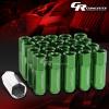 FOR CORVETTE/MALIBU/lMPALA 20X EXTEND ACORN TUNER WHEEL LUG NUTS+LOCK+KEY GREEN