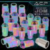 16pc 12x1.25 JDM Sport Neo Chrome Aluminum Tuner Lug Nuts Lock Key Heavy Duty