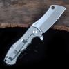 Silver Titanium Handle S35VN Plain Blade Bearing Stonewash Outdoor Knife Messer