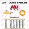 (16 PC) 3/4&#034; Cone Spacer .600&#034; tall for Heim joints, joint, Rod Ends &amp; Heims End