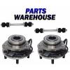 4 Pc Kit Front Wheel Hub &amp; Bearing Assembly &amp; Sway Bar Link 4WD ABS