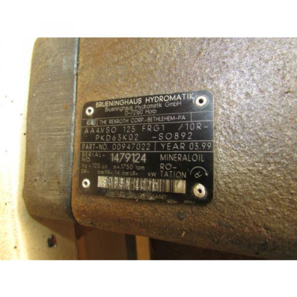 Rexroth Brueninghaus Hydromatik Hydraulic AA4VSO125FRG1/10RPKD63K02 947022 Pump #3 image