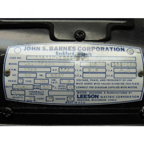 John S. Barnes Corp C6C17FZ5A Hydraulic w/Leeson 1/2 HP Motor 115/208230V Pump #10 image