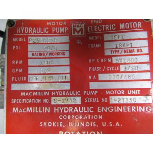 Macmillin P25FH21R 5HP 3Ph Hydraulic Power pack 4way valve starter &amp; controls Pump #6 image