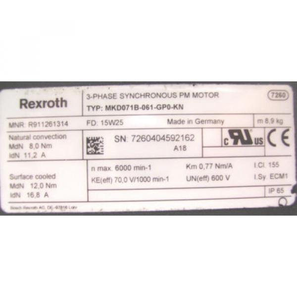 *NEW* REXROTH INDRAMAT  PM SERVO MOTOR   MKD071B-061-GP0-KN   60 Day Warranty! #5 image