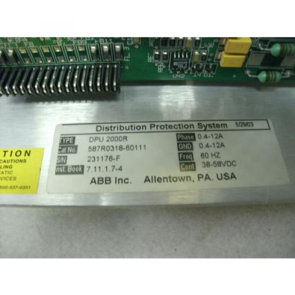 ABB DISTRIBUTION PROTECTION UNIT  DPU 2000R, FROM WORKING ENVIRONMENT TESTS GOOD #2 image