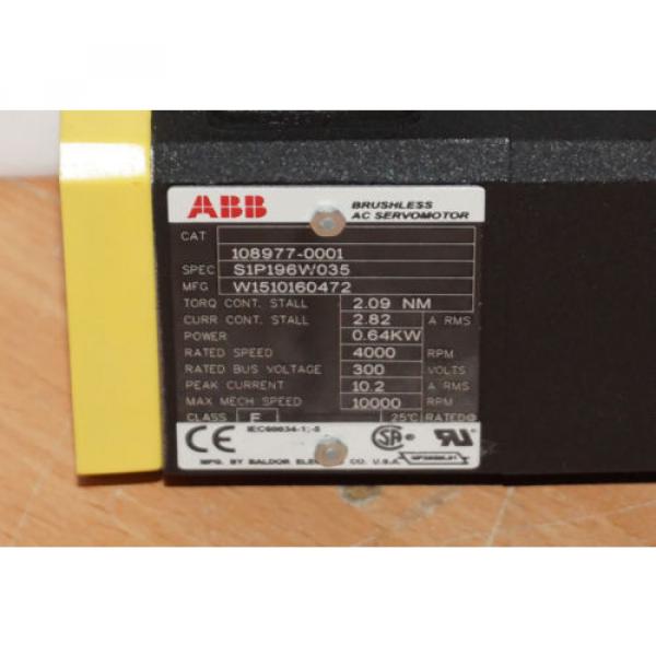 ABB Baldor Servomotor  108977-0001 S1P196W035 W1510160472 #2 image