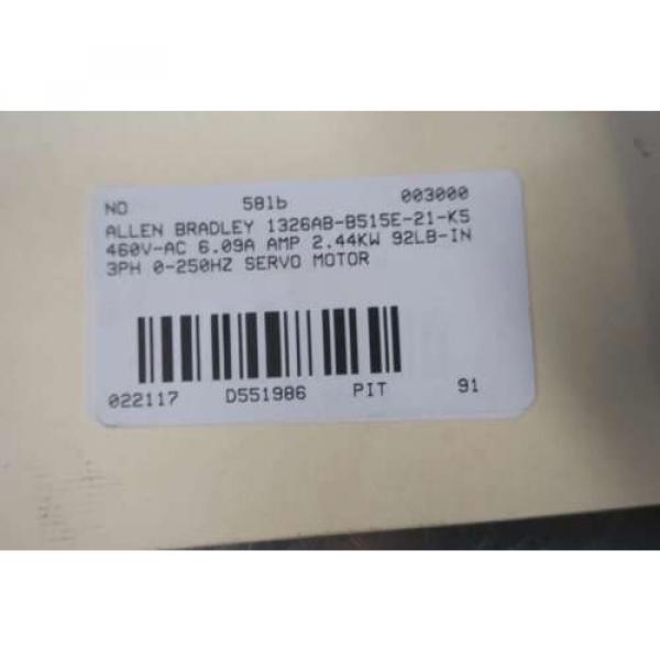 ALLEN BRADLEY 1326AB-B515E-21-K5 460V-AC 2.44KW 92LB-IN SERVO MOTOR D551986 #7 image